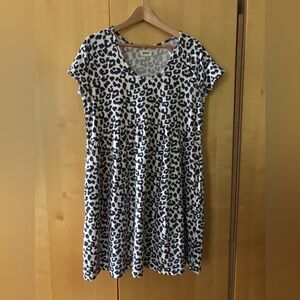 Pact Revive Pop-Over Mini Dress in Pink Leopard Mini A Line